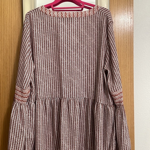 Du Jour XL flowy blouse orange brown statement sleeves button chest lightweight - Picture 8 of 11